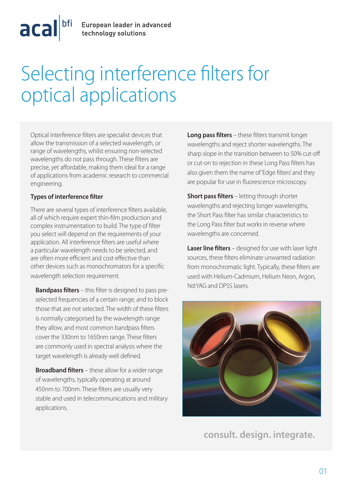 Selecting interference filters for optical applications