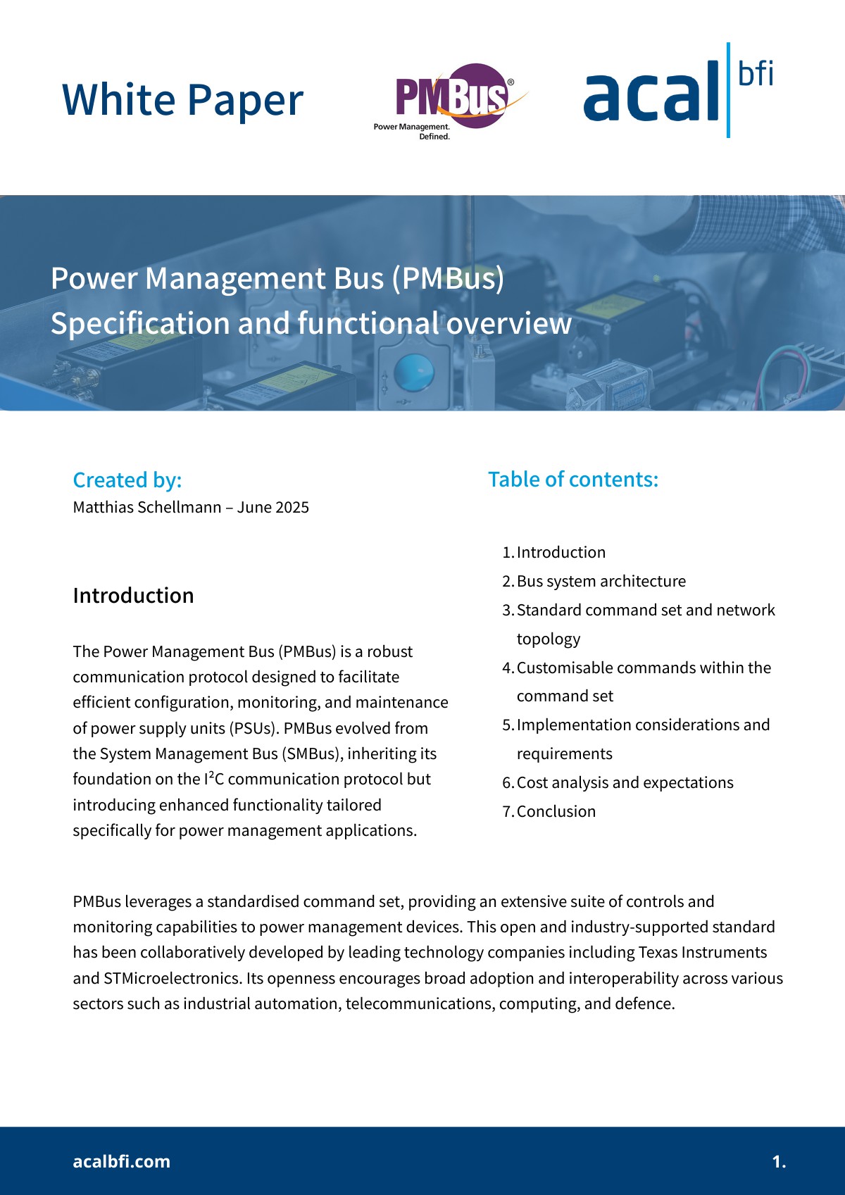 Whitepaper - Power Management Bus (PMBus) Specification and functional ...
