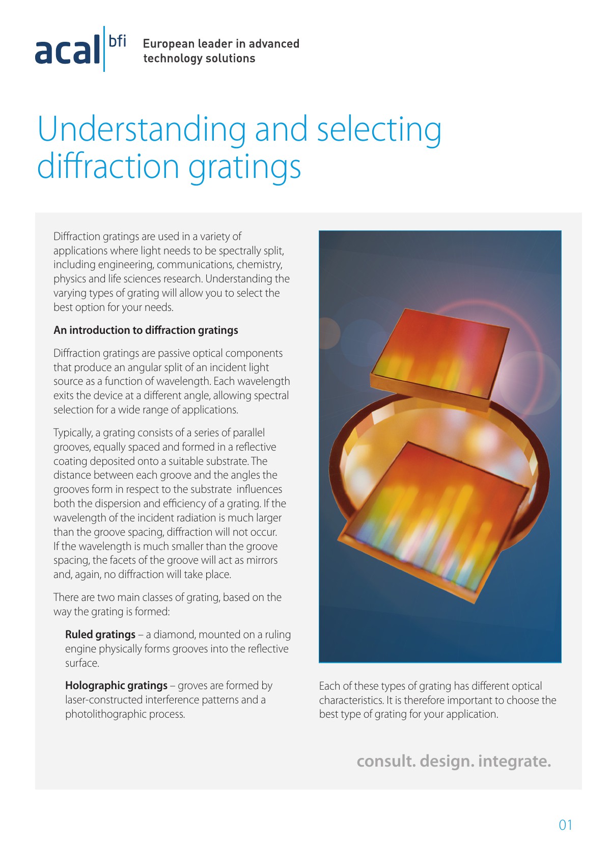 Understanding and selecting diffraction gratings